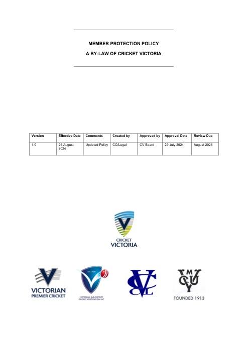 First page of 2024 Member Protection Policy