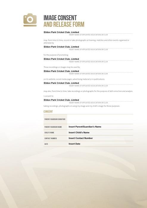 First page of Image and Consent Release Form